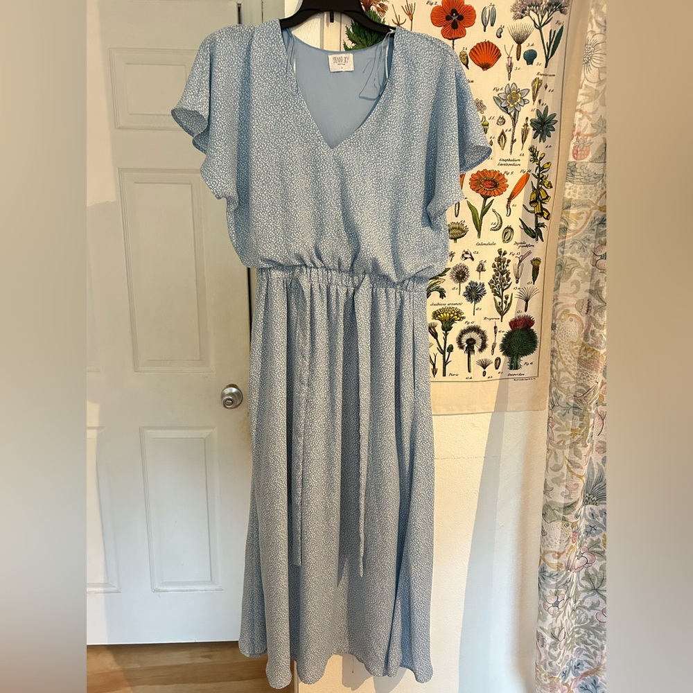 Sienna Sky blue Maxi Sundress with V-Neck and Pockets
